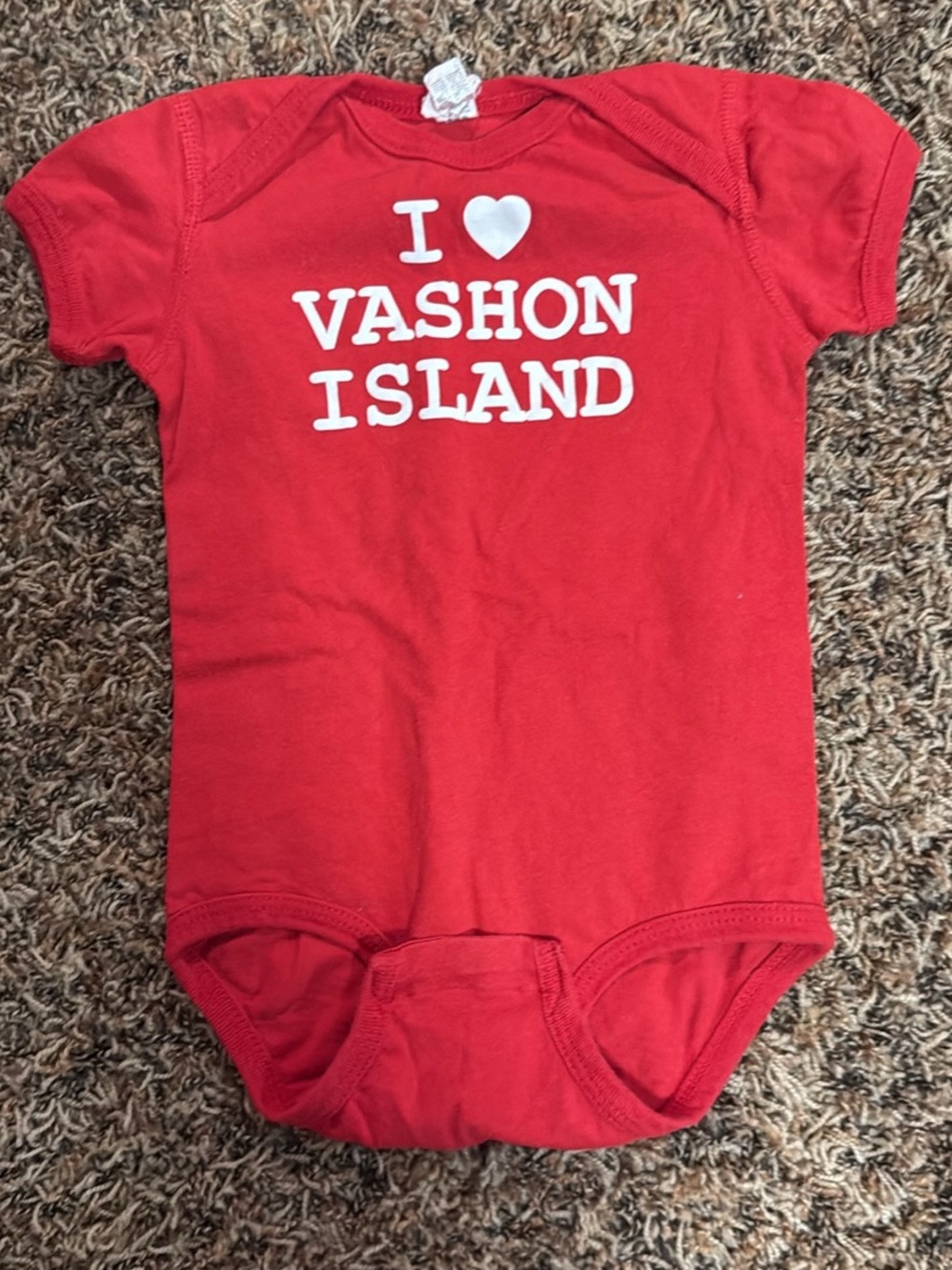 Rabbit Skins Red Baby One-Piece with "I ♥ Vashon Island" Graphic